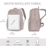 EMPSIGN Laptop Backpack Purse for Women and Men with USB Charging Port, 15.6 Inch Travel Water Resistant Quilted Backpack, High-Capacity 30L Work Business Computer Backpack, Quilted Grey Pink