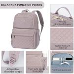 EMPSIGN Laptop Backpack Purse for Women and Men with USB Charging Port, 15.6 Inch Travel Water Resistant Quilted Backpack, High-Capacity 30L Work Business Computer Backpack, Quilted Grey Pink