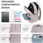 EMPSIGN Laptop Backpack Purse for Women and Men with USB Charging Port, 15.6 Inch Travel Water Resistant Quilted Backpack, High-Capacity 30L Work Business Computer Backpack, Quilted Grey Pink