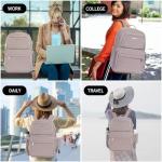 EMPSIGN Laptop Backpack Purse for Women and Men with USB Charging Port, 15.6 Inch Travel Water Resistant Quilted Backpack, High-Capacity 30L Work Business Computer Backpack, Quilted Grey Pink