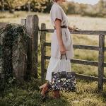 Dasein Women Fashion Tote Bags Handbag Purse Chain Shoulder Bag Top Handle Bag Hobo With Matching Clutch (Black Floral)