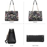 Dasein Women Fashion Tote Bags Handbag Purse Chain Shoulder Bag Top Handle Bag Hobo With Matching Clutch (Black Floral)