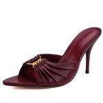 Burgundy Pointed Toe High Heel Stiletto Sandals