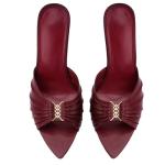 Burgundy Pointed Toe High Heel Stiletto Sandals