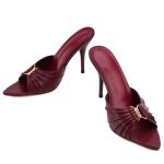 Burgundy Pointed Toe High Heel Stiletto Sandals