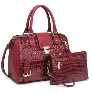 Dasein Vegan Leather Crocodile Barrel Handbag