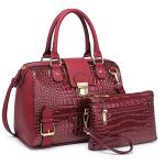 Dasein Vegan Leather Crocodile Barrel Handbag