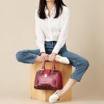 Dasein Vegan Leather Crocodile Barrel Handbag