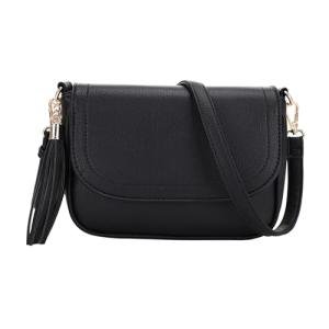 Chic EVVE Black Small Crossbody Bag with Tassel