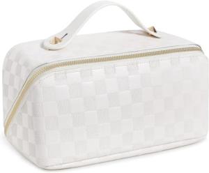 BIVIZKU Large Checkered Makeup Travel Bag