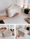 BIVIZKU Large Checkered Makeup Travel Bag