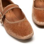 Trary Brown Velvet Mary Jane Flats for Women