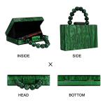 Dark Green Marbled Acrylic Clutch with Pearl Chain