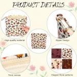 Floral Corduroy Makeup Bag Set with Zipper