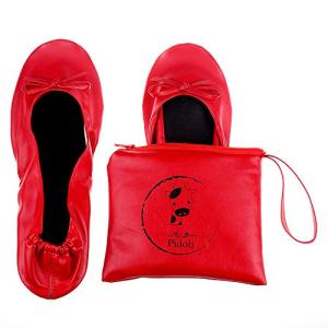 Red Foldable Ballet Flats for Women