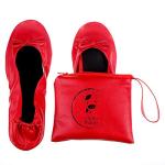 Red Foldable Ballet Flats for Women