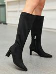 Coutgo Black Knee High Chunky Heel Boots Size 7
