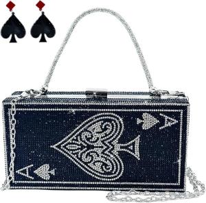 Crystal Poker Clutch with Ace of Spades Design