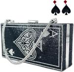 Crystal Poker Clutch with Ace of Spades Design