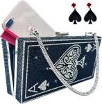 Crystal Poker Clutch with Ace of Spades Design