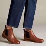 Clarks Taylor Shine Tan Chelsea Boots for Women