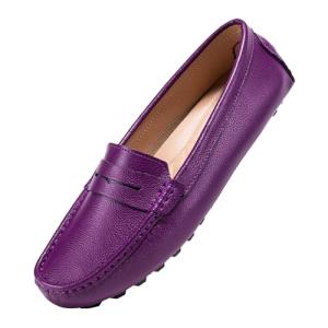 BEAUSEEN Women's Purple Genuine Leather Loafers Size 8.5