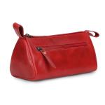 Chic Red Leather Cosmetic Bag for Women