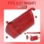 Chic Red Leather Cosmetic Bag for Women