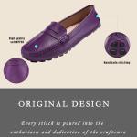 BEAUSEEN Women's Purple Genuine Leather Loafers Size 8.5
