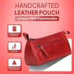 Chic Red Leather Cosmetic Bag for Women