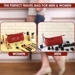 Chic Red Leather Cosmetic Bag for Women