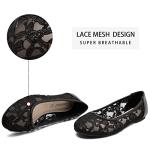 Greatonu Women's Black Cut-Out Lace Ballet Flats