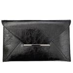 Chic Black Metallic Envelope Clutch by JNB