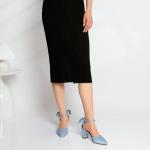 Elegant Blue Chunky Heel Pumps with Bow Knot