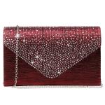 Dasein Burgundy Satin Evening Rhinestone Clutch