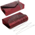 Dasein Burgundy Satin Evening Rhinestone Clutch