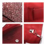 Dasein Burgundy Satin Evening Rhinestone Clutch