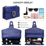Blue Vintage Snake Print Leather Shoulder Bag