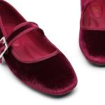 Trary Women's Burgundy Velvet Mary Jane Flats