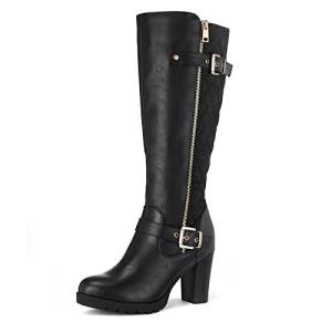 Mysoft Women's Chunky Heel Knee High Winter Boots