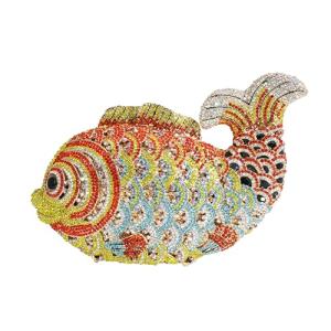 Tngan Mini Rhinestone Fish Clutch Bag, Multicolor