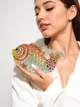 Tngan Mini Rhinestone Fish Clutch Bag, Multicolor