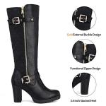 Mysoft Women's Chunky Heel Knee High Winter Boots