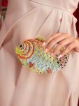 Tngan Mini Rhinestone Fish Clutch Bag, Multicolor