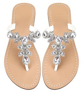 Hinyyrin Women's Rhinestone Bling Flat Sandals