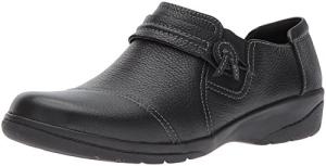 Clarks Women’s Black Tumbled Leather Loafers
