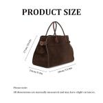 Luxury Suede Women's Satchel Tote Bag - Brown