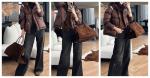 Luxury Suede Women's Satchel Tote Bag - Brown