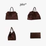 Luxury Suede Women's Satchel Tote Bag - Brown