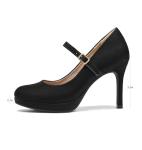 Black Suede Round Toe Mary Jane High Heels